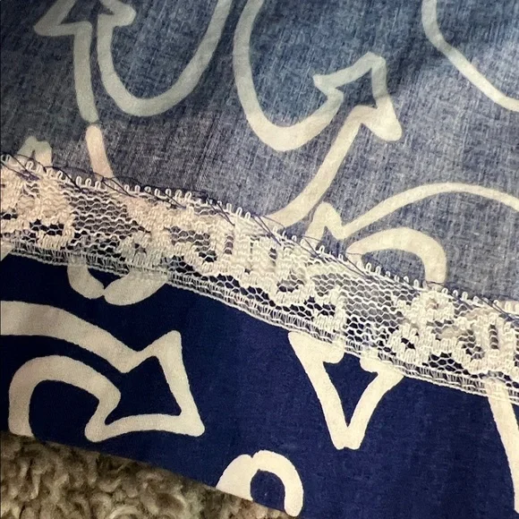 Lilly Pulitzer Blue Anchor Skirt Small Elastic Waist Pockets Coastal Nautical - Picture 15 of 16